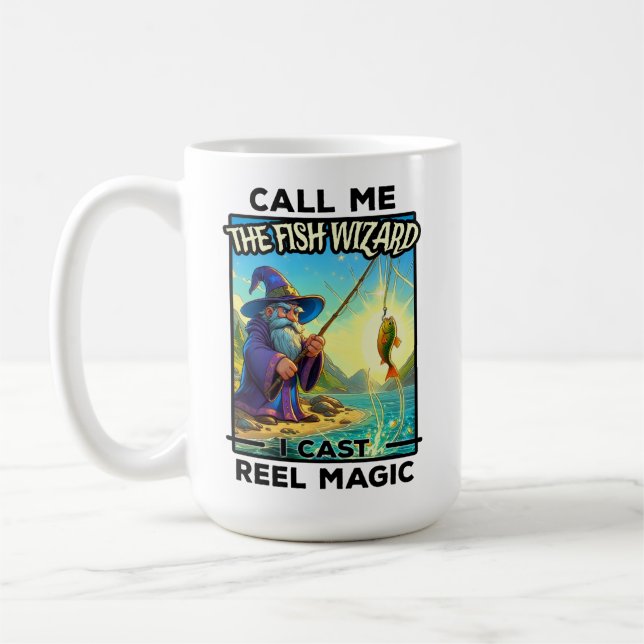 Fantasy Fishing Wizard - Reel Magic Coffee Mug (Left)