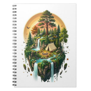 Fantasy Floating Island Camping Forest Notebook