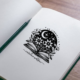 Fantasy Floral Book Ex libris  Rubber Stamp