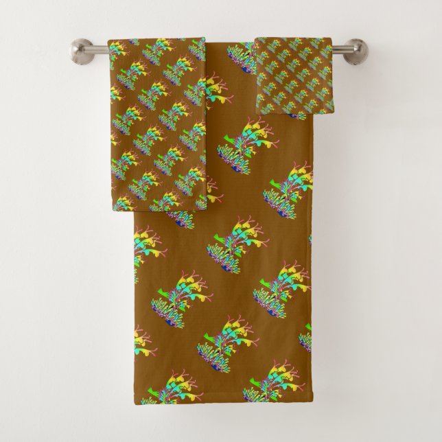 Fantasy Floral Brown   Bath Towel Set (Insitu)
