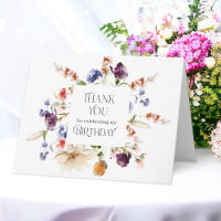 Fantasy Floral Elegant Birthday Thank You Card
