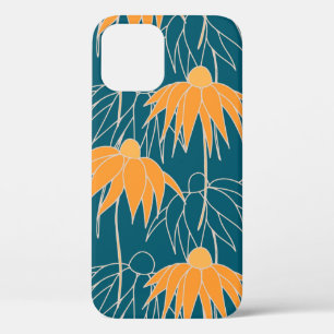 Fantasy floral hand drawn seamless pattern. Orange iPhone 12 Case