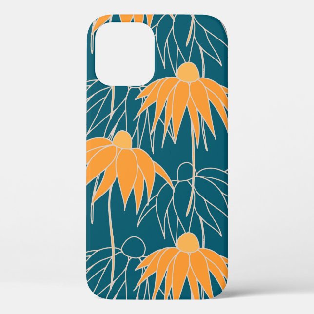 Fantasy floral hand drawn seamless pattern. Orange Case-Mate iPhone Case (Back)
