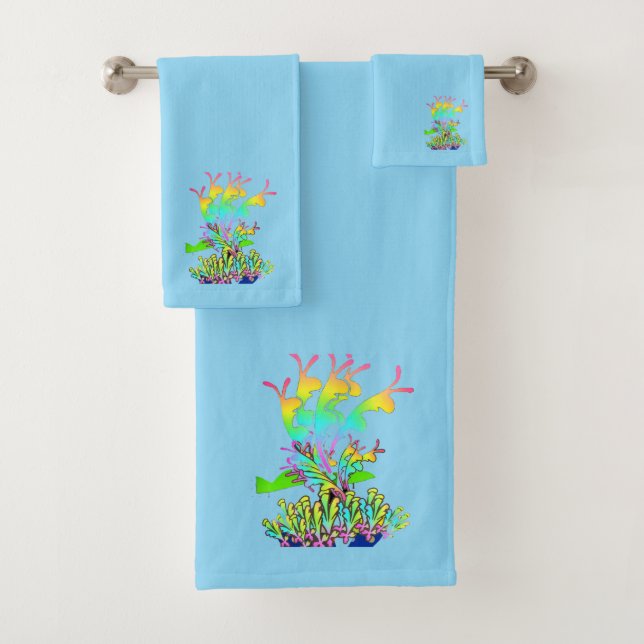 Fantasy Floral Lt Blue  Bath Towel Set (Insitu)