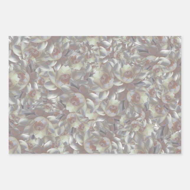 Fantasy floral random pattern wrapping paper sheet (Front)
