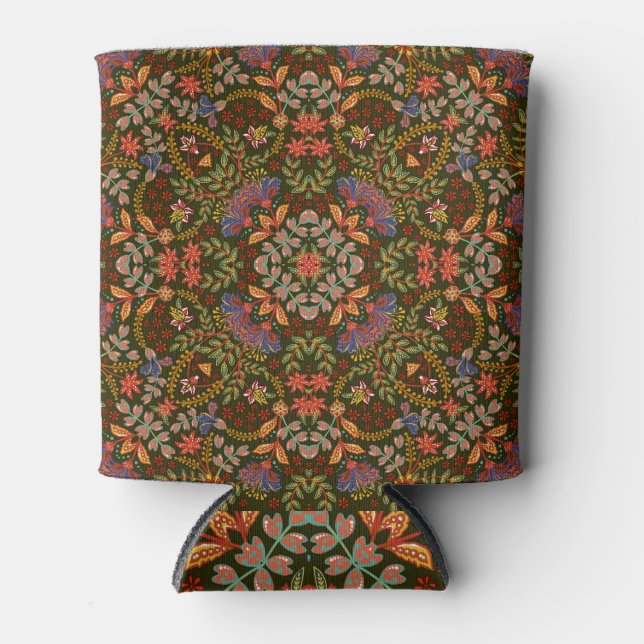 Fantasy Floral Square Pocket Design Can Cooler (Front)