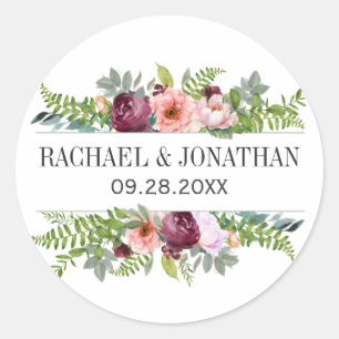 Fantasy Floral Watercolor Wedding Classic Round Sticker