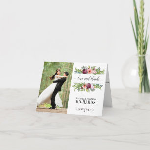 Fantasy Floral Wedding Photo Thank You Card
