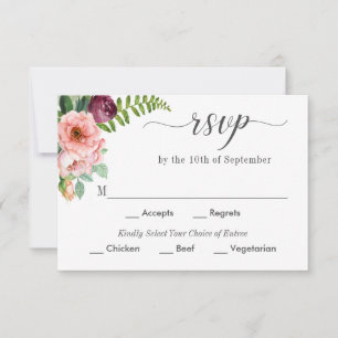Fantasy Floral Wedding RSVP with Entree Choices