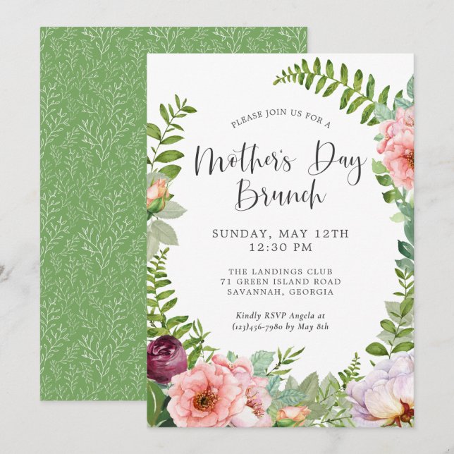 Fantasy Floral Woodland Mother's Day Brunch Invitation (Front/Back)