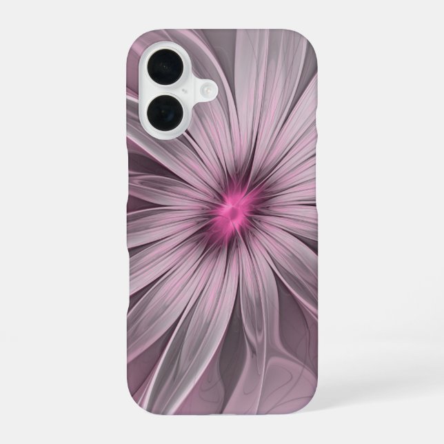 Fantasy Flower Abstract Plum Floral Fractal Art iPhone 16 Case (Back)
