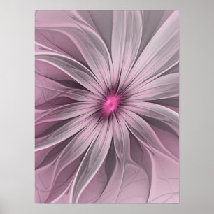 Fantasy Flower Abstract Plum Floral Fractal Art Poster