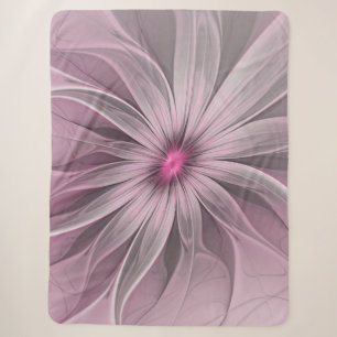 Fantasy Flower Abstract Plum Floral Fractal Art Sherpa Blanket
