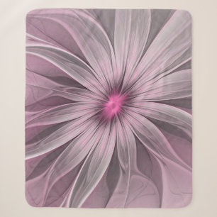 Fantasy Flower Abstract Plum Floral Fractal Art Sherpa Blanket