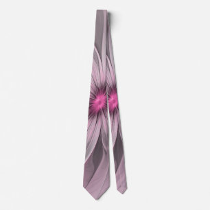 Fantasy Flower Abstract Plum Floral Fractal Art Tie