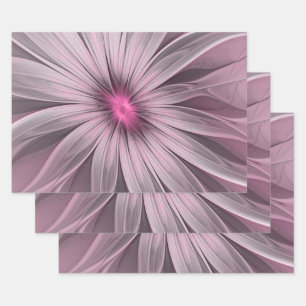Fantasy Flower Abstract Plum Floral Fractal Art Wrapping Paper Sheet