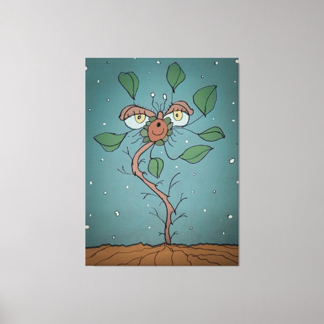 Fantasy flower landscape drawing canvas print (Front)