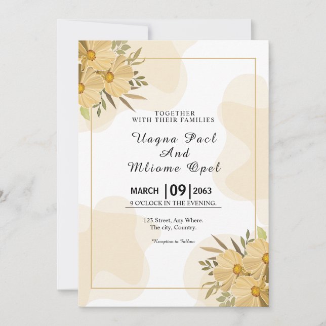 Fantasy Flower Party Card Design Template (Front)