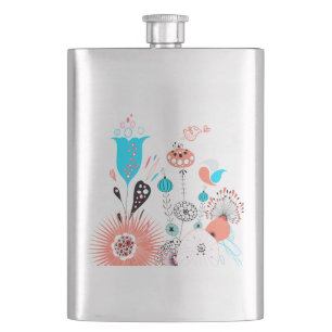 Fantasy Flowers and Birdie Hip Flask