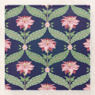 Fantasy Flowers: Dark Indian Motifs Glass Coaster