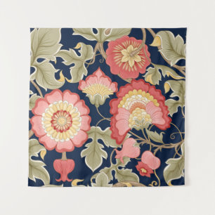 Fantasy flowers in retro,  vintage,  jacobean embr tapestry