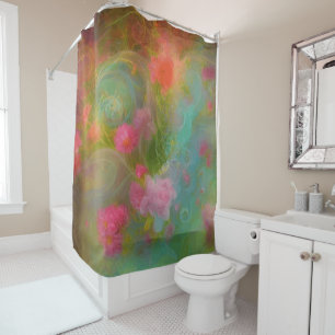 Fantasy Flowers Painted In Warm Watercolor Botanic Shower Curtain