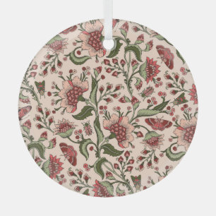 Fantasy Flowers Paisley Hand Drawn Glass Tree Decoration