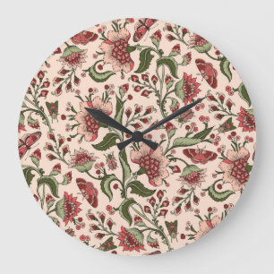 Fantasy Flowers Paisley Hand Drawn Large Clock