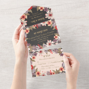 Fantasy Flowers - Wedding invitation all-in-one