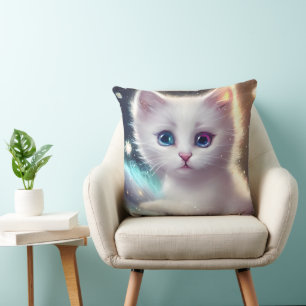 Fantasy Fluffy White Cat Cushion