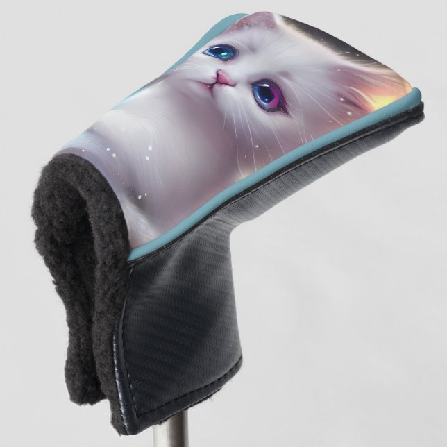 Fantasy Fluffy White Cat Golf Head Cover (3/4 Front)
