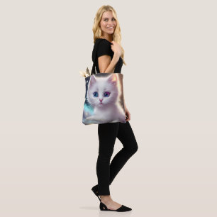Fantasy Fluffy White Cat Tote Bag