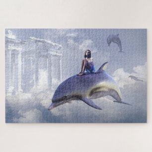 Fantasy Flying Dolphin Purple Jigsaw Puzzle
