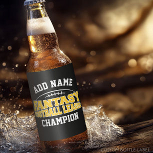 Fantasy Football Champion - Black and Yellow Gold Beer Bottle Label