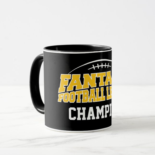 Fantasy Football Champion - Black and Yellow Gold Mug (Front Left)