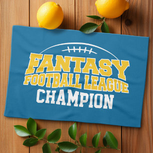 Fantasy Football Champion - Blue and Yellow Gold Tea Towel