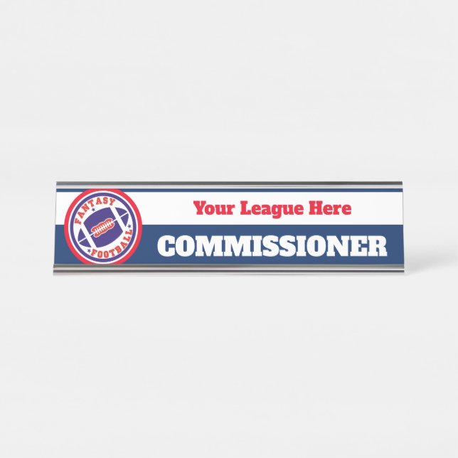 Fantasy Football Commissioner Desk Name Plate (Front)