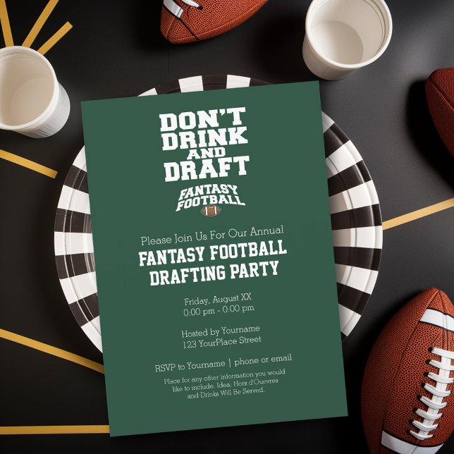 Fantasy Football - Don't Drink and Draft Invitation (Fantasy Football Party Invitation)