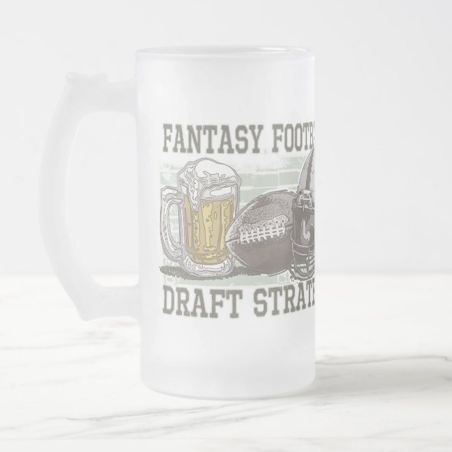Fantasy Football Draught   Strategy Frosted Glass Beer Mug (Left)