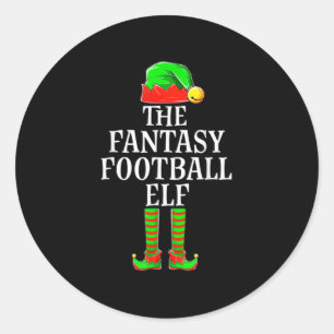 Fantasy Football Elf Apparel Men Boy Kid Christmas Classic Round Sticker