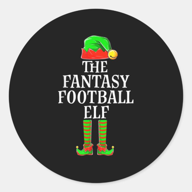 Fantasy Football Elf Apparel Men Boy Kid Christmas Classic Round Sticker (Front)