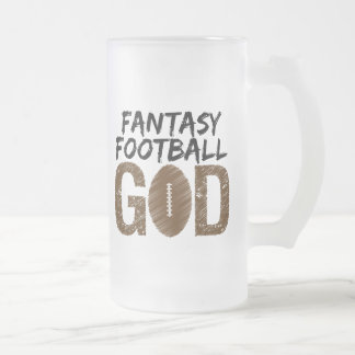 fantasy football god frosted glass beer mug