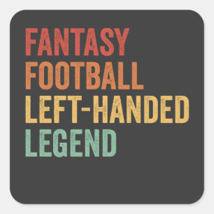 Fantasy Football Left Handed Legend Funny Retro Square Sticker