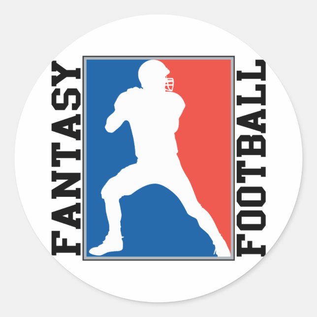 Fantasy Football, red white and blue Logo Classic Round Sticker (Front)