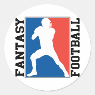 Fantasy Football, red white and blue Logo Classic Round Sticker