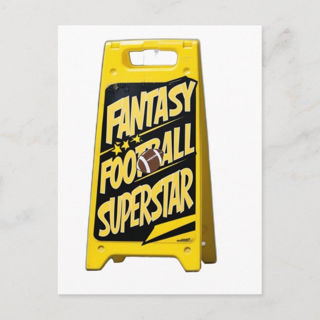 Fantasy football yellow plastic floor sign postcard (Front)