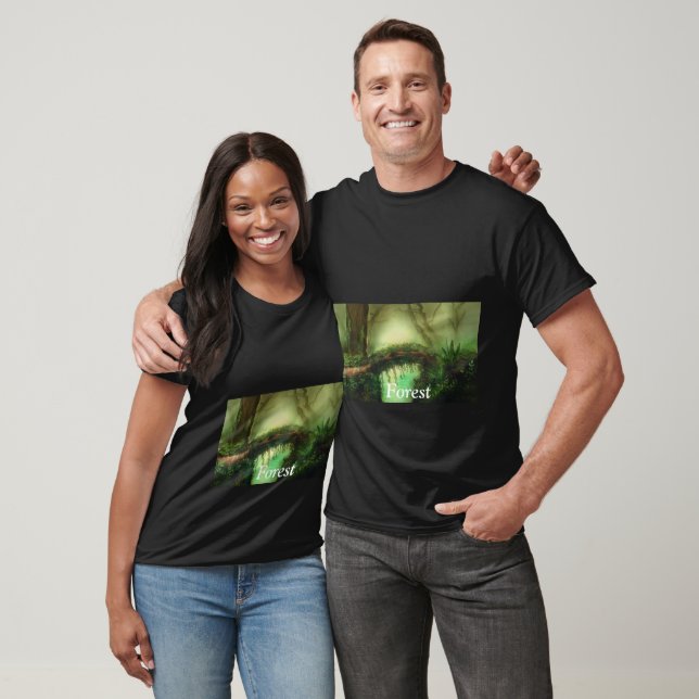 Fantasy Forest Bridge Digital Painting Nature T-Shirt (Unisex)