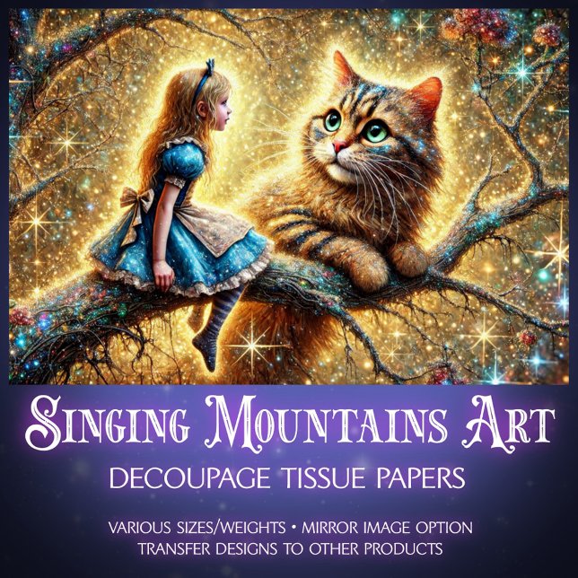 Fantasy Forest Friends Alice and Cat Decoupage Tissue Paper (Creator Uploaded)