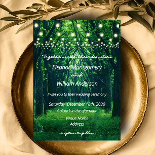 Fantasy Forest Golden String Lights Wedding Invitation
