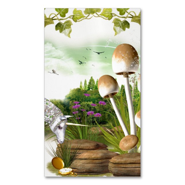 Fantasy Forest Journal Ephemera Magnetic Business Card (Front Vertical)